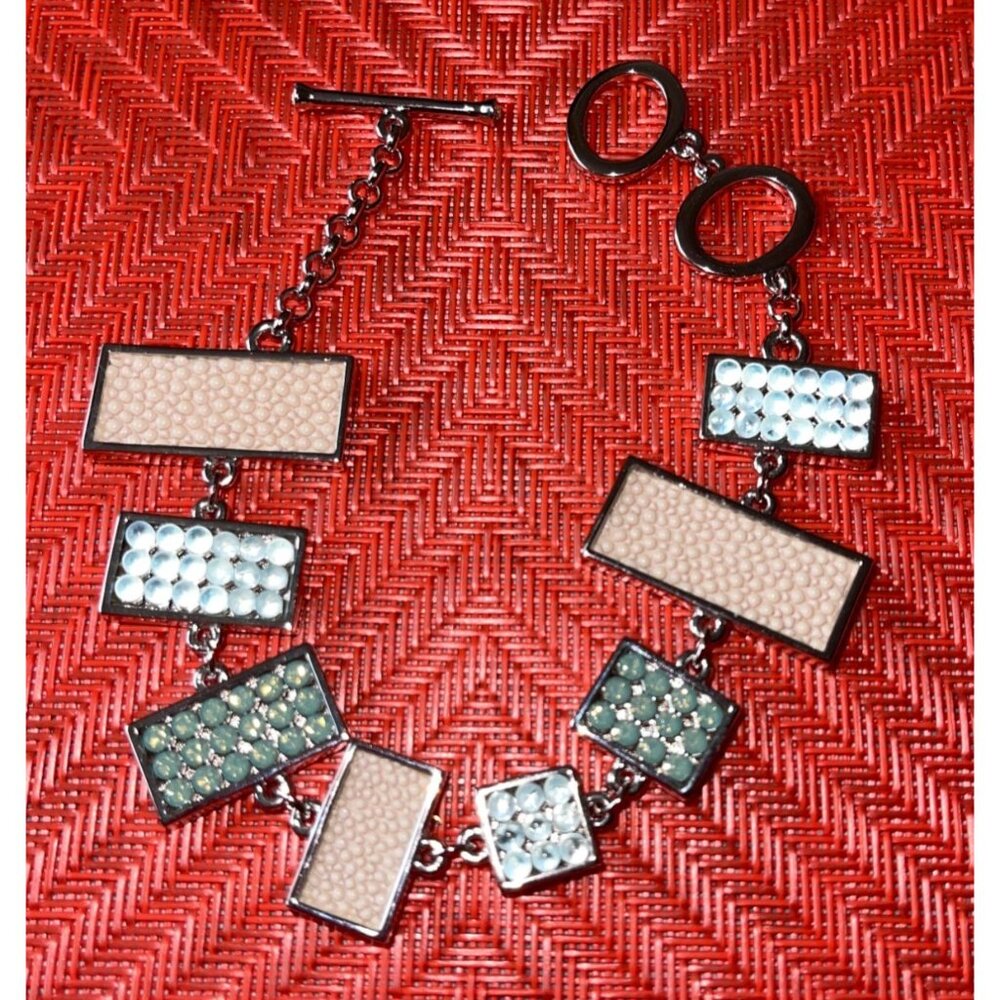 Swarovski Blue & Green Rectangular Crystal Bracel… - image 8